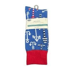 Old Navy Men’s Socks Anchors Boating Blue Multicolor One Size 1 Pair Novelty NWT
